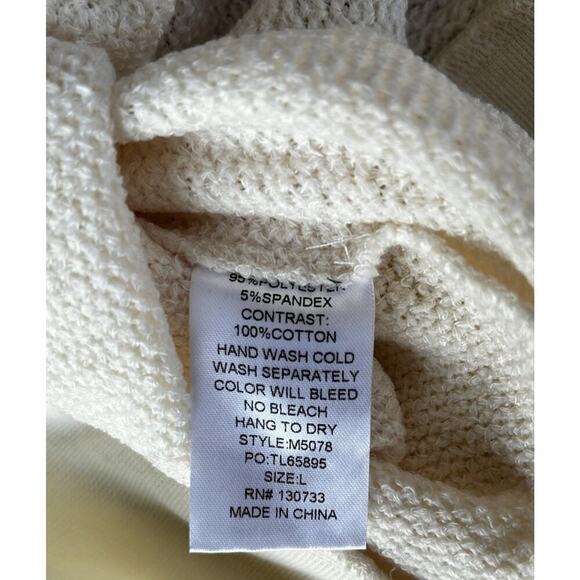 Women’s Cozy Cream Umgee Knit Sweater Crochet Long Sleeves Size L - Picture 6 of 6